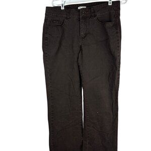 Lee Lower On The Waist Womens 12 Petite Brown Flat Front Stretch Cotton Pants